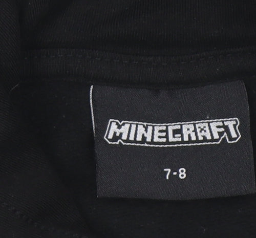 Minecraft Boys Black Hoodie 7-8 Years Creeper Graphic Pullover