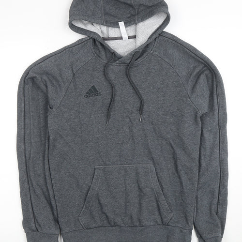 Adidas Mens Grey Pullover Hoodie Size S Regular Fit Fleece