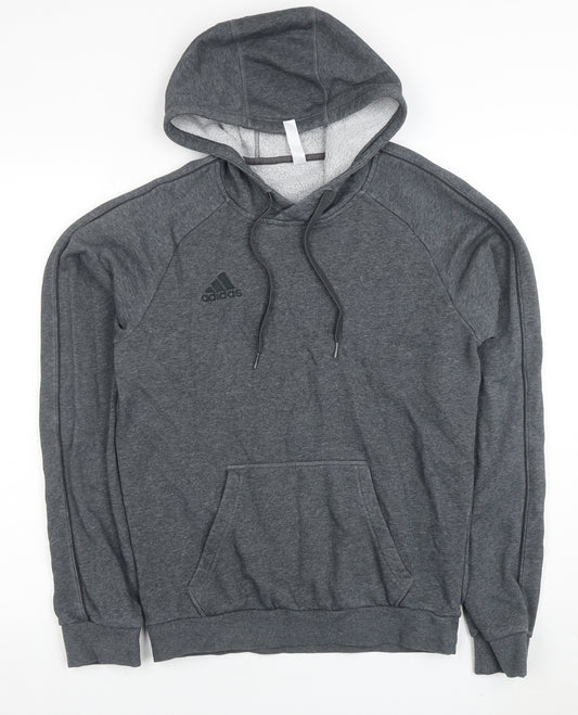 Adidas Mens Grey Pullover Hoodie Size S Regular Fit Fleece