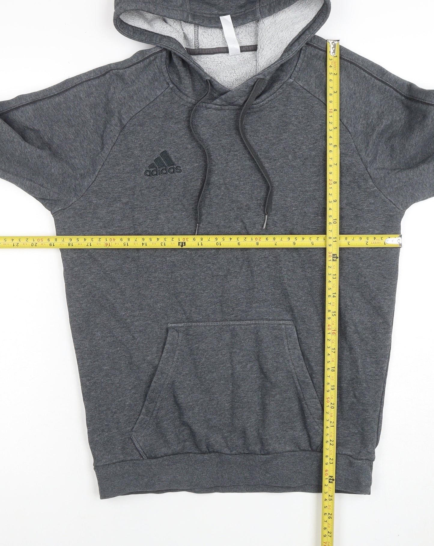 Adidas Mens Grey Pullover Hoodie Size S Regular Fit Fleece