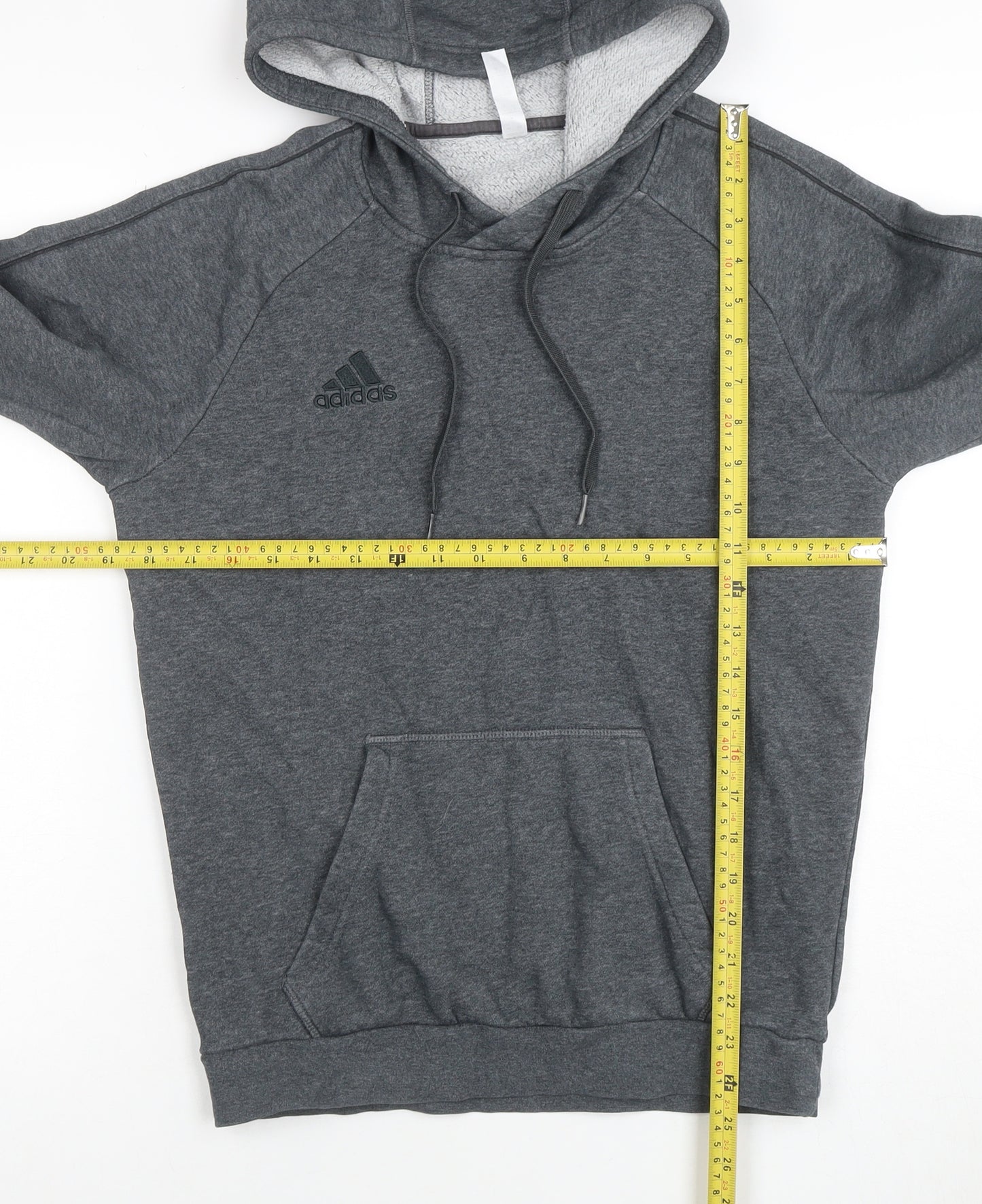 Adidas Mens Grey Pullover Hoodie Size S Regular Fit Fleece