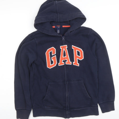 GAP Girls Blue Full Zip Fleece Hoodie 10-11 Years Embroidered Logo