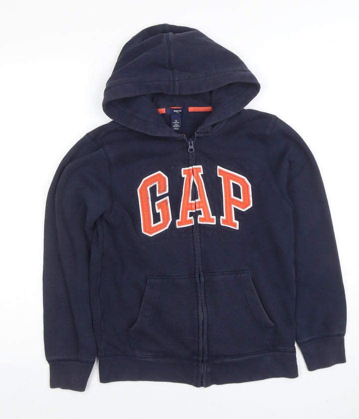 GAP Girls Blue Full Zip Fleece Hoodie 10-11 Years Embroidered Logo