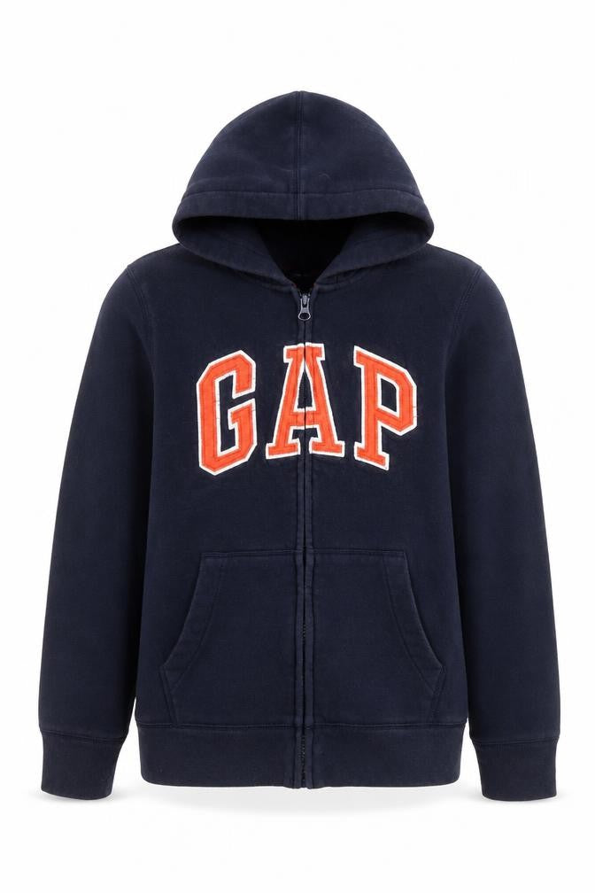 GAP Girls Blue Full Zip Fleece Hoodie 10-11 Years Embroidered Logo
