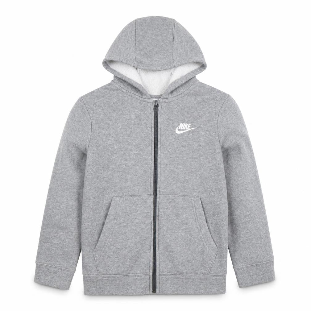 Nike Boys Grey Full Zip Hoodie Age 8-9 Years Cotton Blend