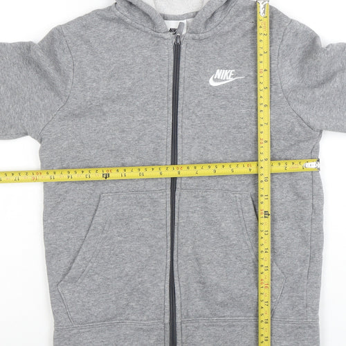 Nike Boys Grey Full Zip Hoodie Age 8-9 Years Cotton Blend