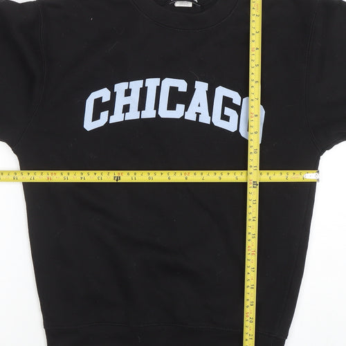 PrettyLittleThing Womens Black XS Chicago Crew Neck Sweatshirt