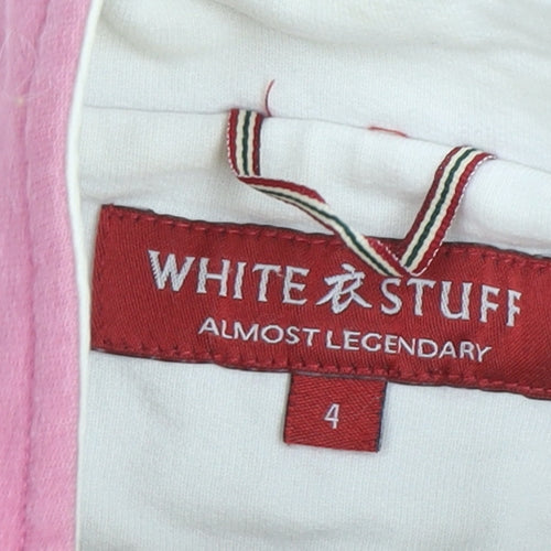 White Stuff Women Pink 1/4 Zip Cotton Pullover Sweatshirt Size 8