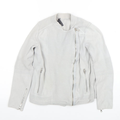 Armani Exchange Women's Grey Knit Biker Jacket Size S