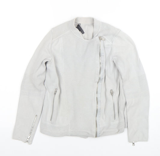 Armani Exchange Women's Grey Knit Biker Jacket Size S