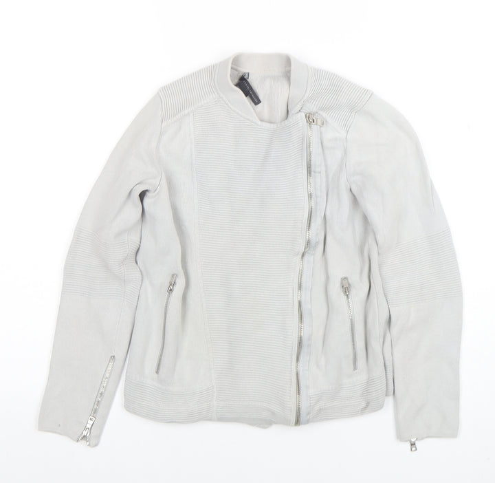 Armani Exchange Women's Grey Knit Biker Jacket Size S