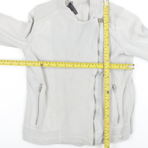 Armani Exchange Women's Grey Knit Biker Jacket Size S