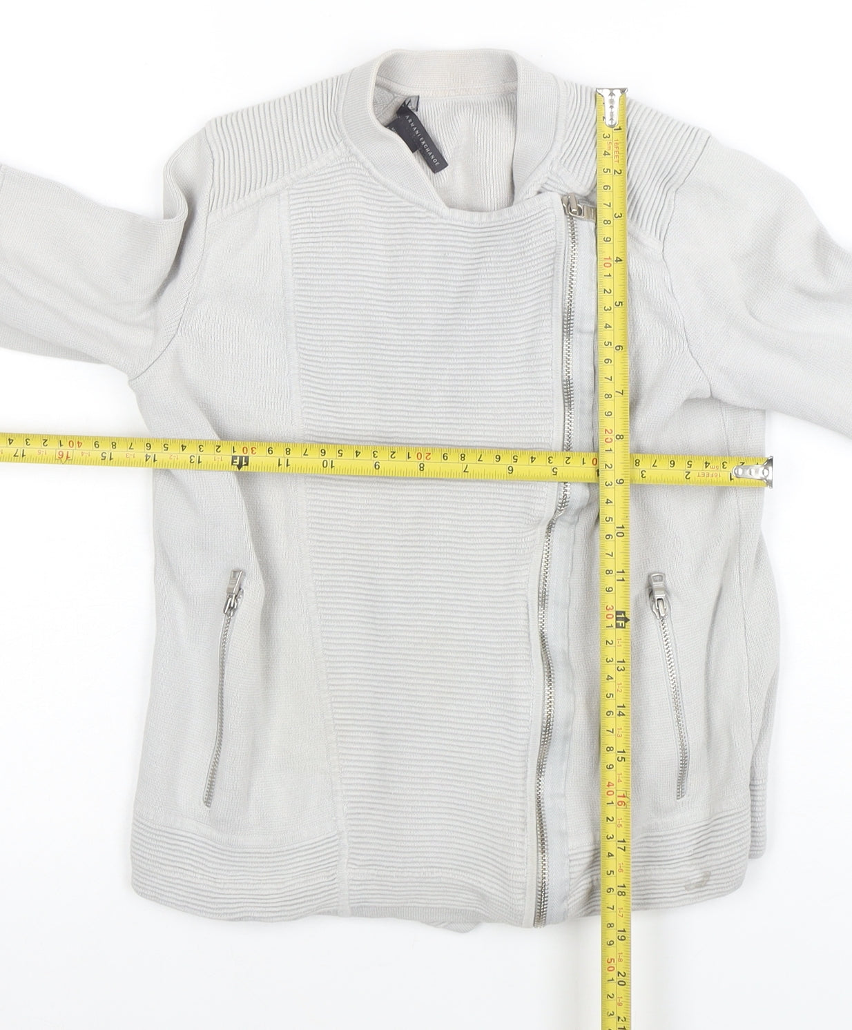 Armani Exchange Women's Grey Knit Biker Jacket Size S