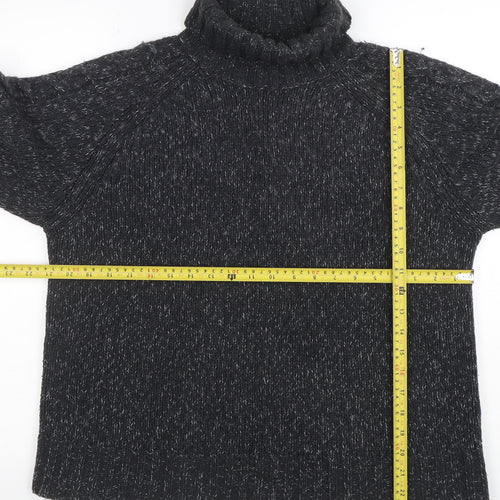 Marks and Spencer Women's Grey Roll Neck Cable-Knit Jumper Medium