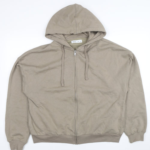 Lefties Women Beige Full Zip Hoodie Size 12 Cotton Blend