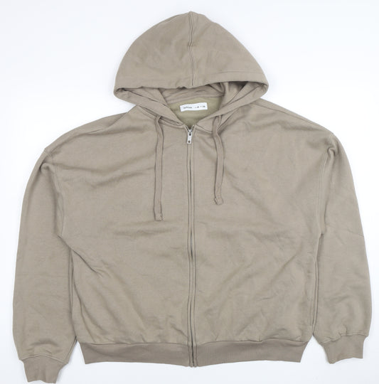 Lefties Women Beige Full Zip Hoodie Size 12 Cotton Blend