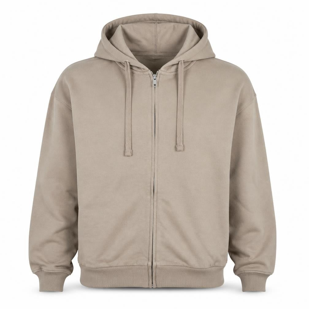 Lefties Women Beige Full Zip Hoodie Size 12 Cotton Blend