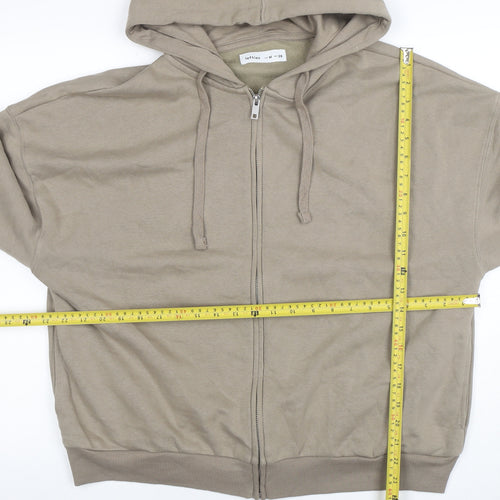 Lefties Women Beige Full Zip Hoodie Size 12 Cotton Blend