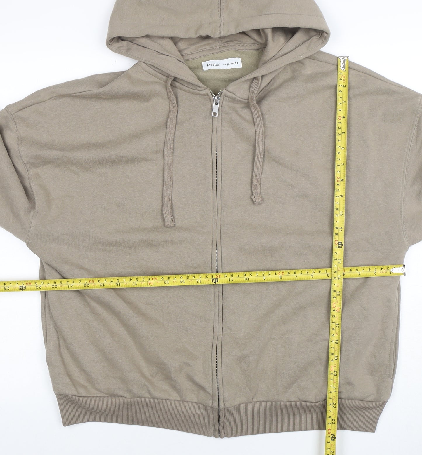 Lefties Women Beige Full Zip Hoodie Size 12 Cotton Blend