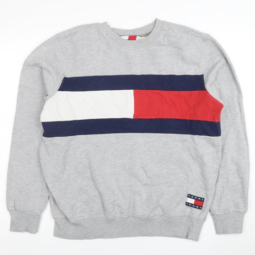 Tommy Jeans Mens Grey 2XL Logo Crew Neck Sweatshirt