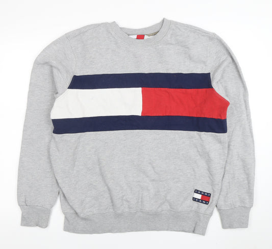 Tommy Jeans Mens Grey 2XL Logo Crew Neck Sweatshirt