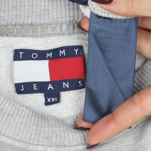 Tommy Jeans Mens Grey 2XL Logo Crew Neck Sweatshirt