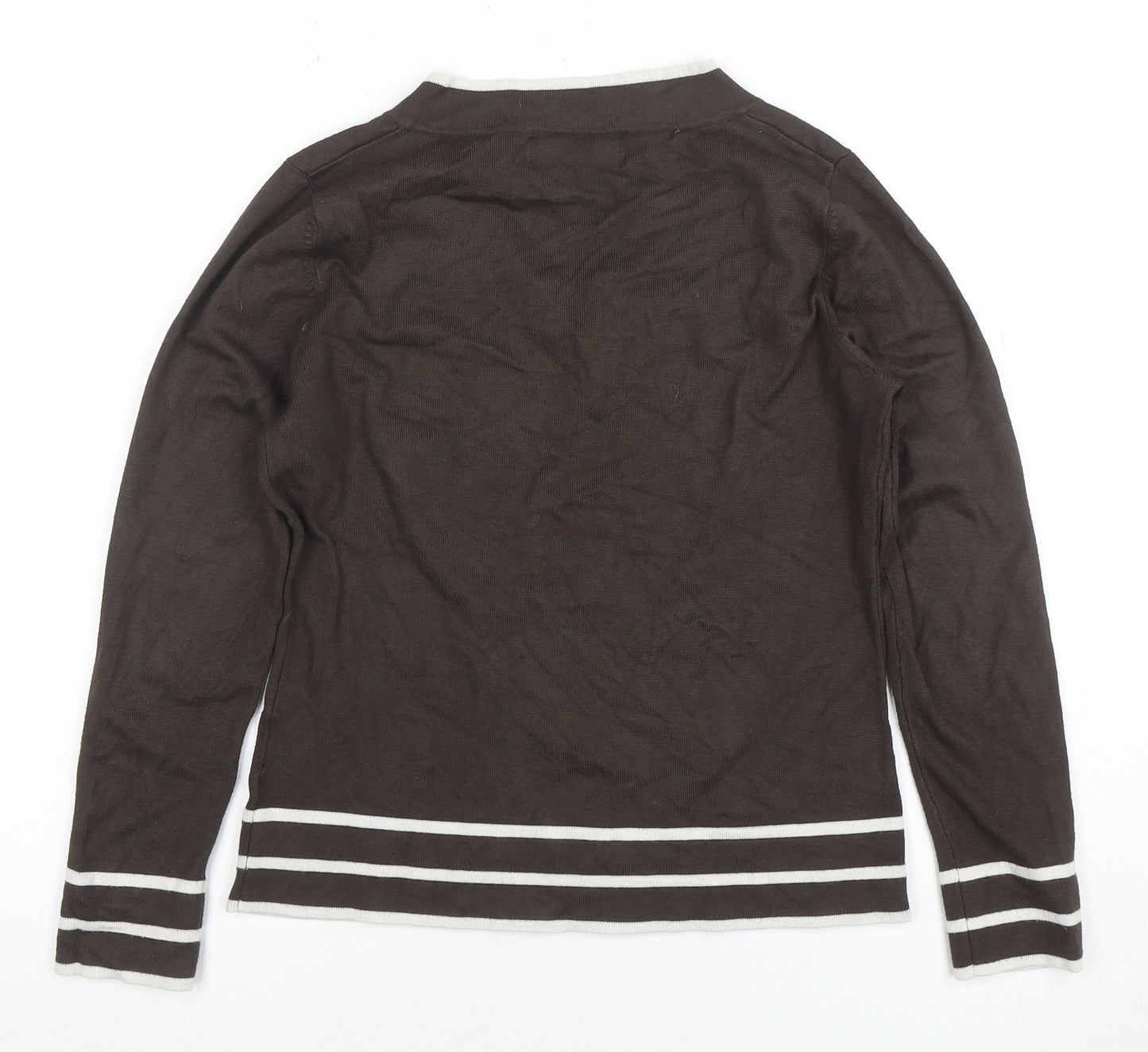 Autonomy Women Brown Long Sleeve V-Neck Button Knit Top Size 12