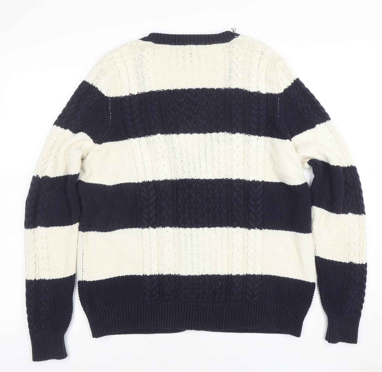 Mango Women’s Navy & Cream Striped Cable Knit Cardigan Size 14