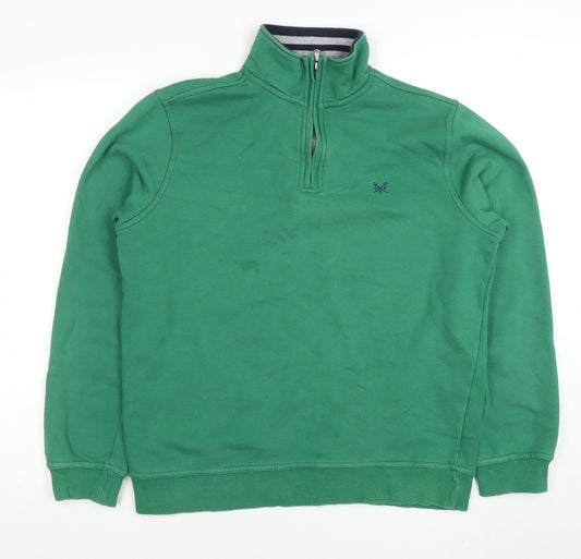 Crew Clothing Company Men's Green 1/4 Zip Sweatshirt Size L