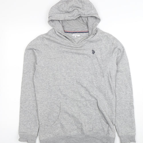U.S. Polo Assn. Boys Grey Pullover Hoodie 14-15 Years Cotton Blend