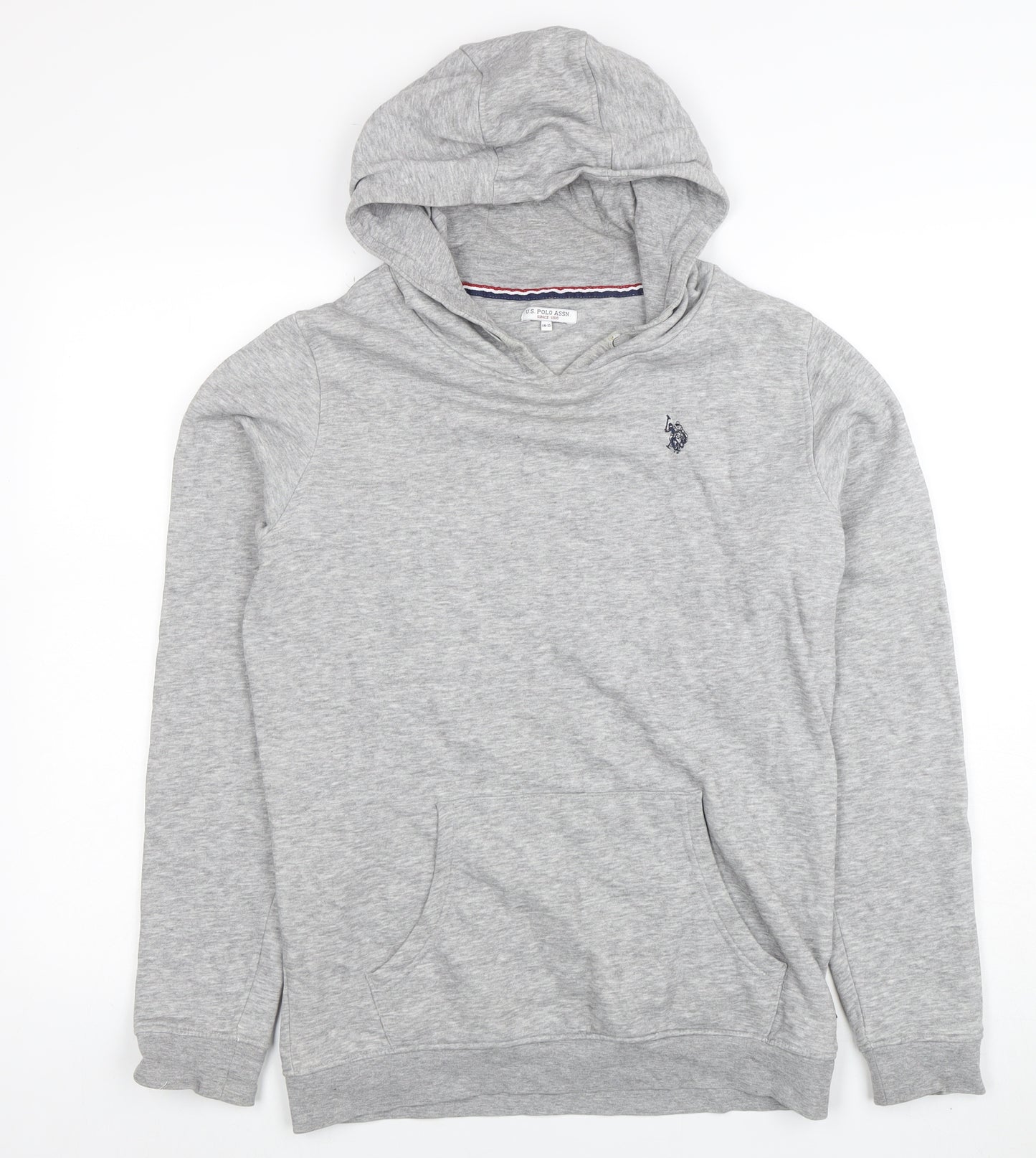U.S. Polo Assn. Boys Grey Pullover Hoodie 14-15 Years Cotton Blend
