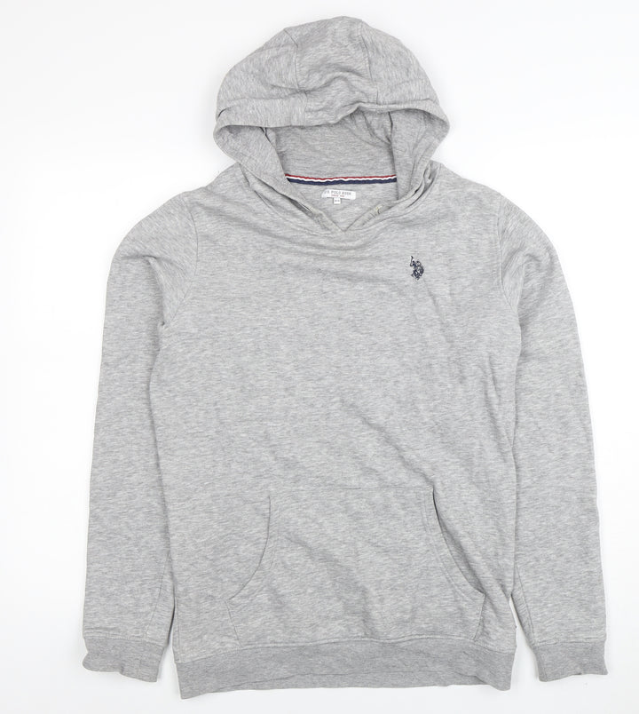 U.S. Polo Assn. Boys Grey Pullover Hoodie 14-15 Years Cotton Blend