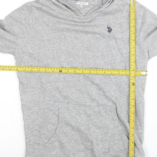 U.S. Polo Assn. Boys Grey Pullover Hoodie 14-15 Years Cotton Blend