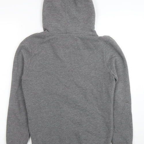 Superdry Womens Grey Hoodie Medium Pullover Cotton Blend Graphic Print