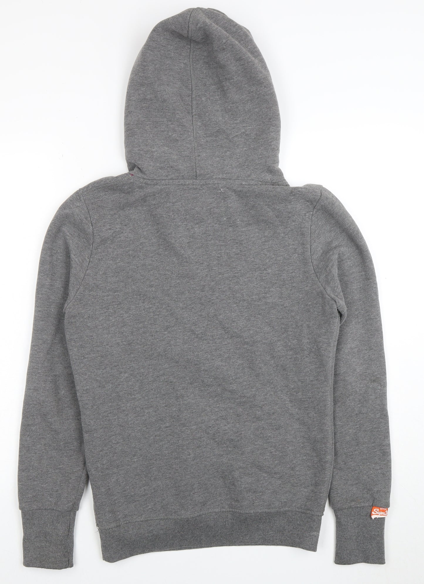 Superdry Womens Grey Hoodie Medium Pullover Cotton Blend Graphic Print