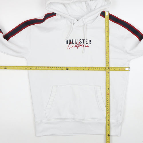 Hollister Men’s White XS Pullover Hoodie With Logo & Side Stripes