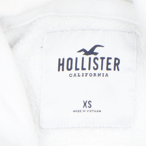 Hollister Men’s White XS Pullover Hoodie With Logo & Side Stripes