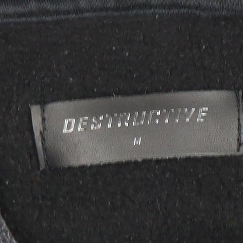 Destructive Men's Grey Pullover Hoodie Size M Heavyweight Fleece