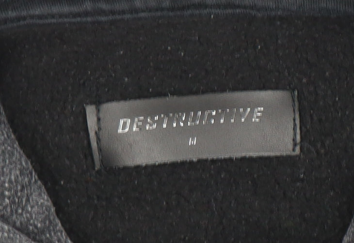 Destructive Men's Grey Pullover Hoodie Size M Heavyweight Fleece