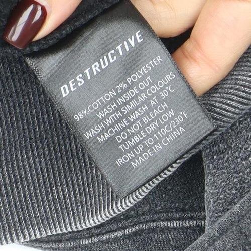 Destructive Men's Grey Pullover Hoodie Size M Heavyweight Fleece