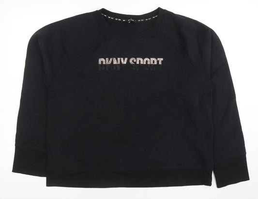 DKNY Sport Womens Black XL Pullover Sweatshirt Rhinestone Logo Casual