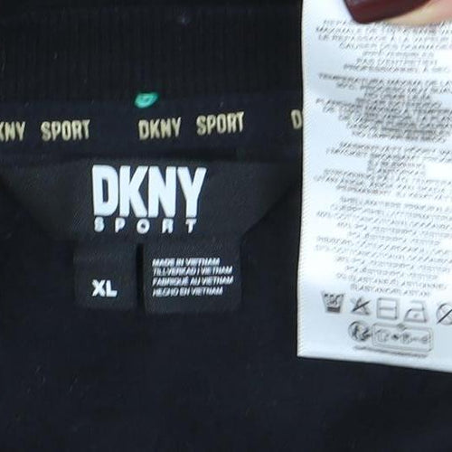 DKNY Sport Womens Black XL Pullover Sweatshirt Rhinestone Logo Casual