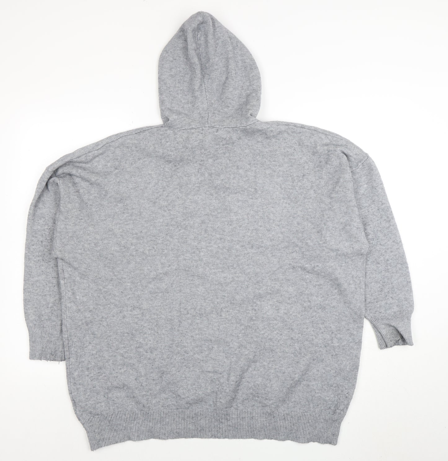 Roman Women Grey L Hooded Pullover Sweatshirt Rhinestone Star