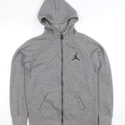 Jordan Boys Grey Full Zip Hoodie 12-13 Years Cotton Blend