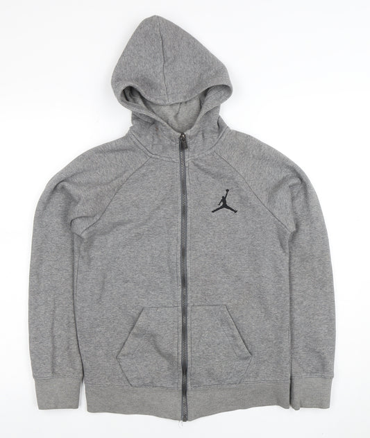 Jordan Boys Grey Full Zip Hoodie 12-13 Years Cotton Blend