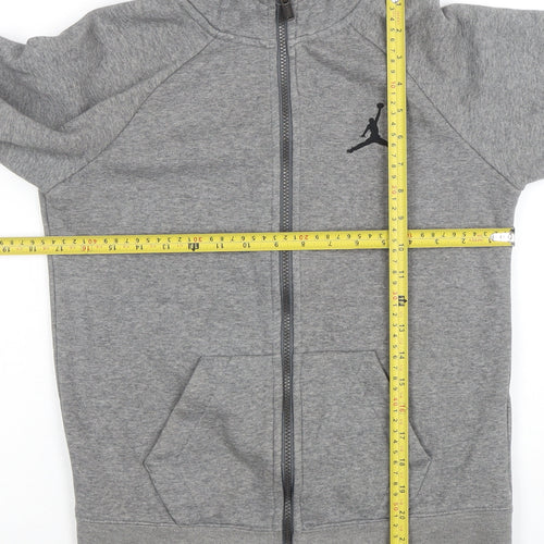 Jordan Boys Grey Full Zip Hoodie 12-13 Years Cotton Blend