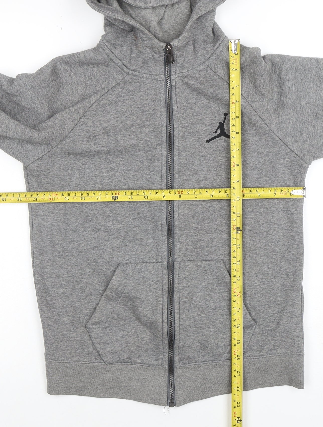Jordan Boys Grey Full Zip Hoodie 12-13 Years Cotton Blend