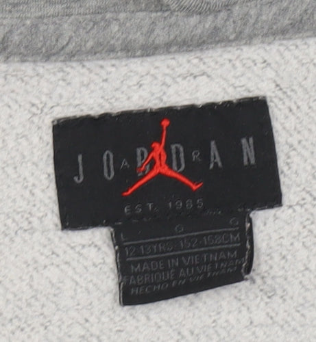 Jordan Boys Grey Full Zip Hoodie 12-13 Years Cotton Blend