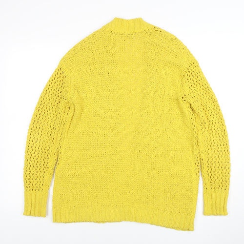Marks and Spencer Women Yellow Cable Knit Open Cardigan S