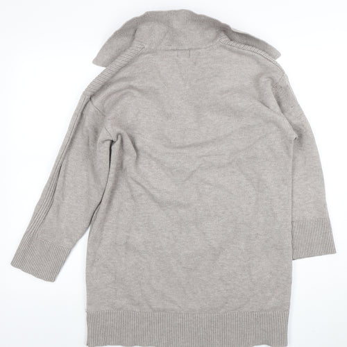 River Island Women’s Grey Knit Tunic Top M Collared 3/4 Sleeve